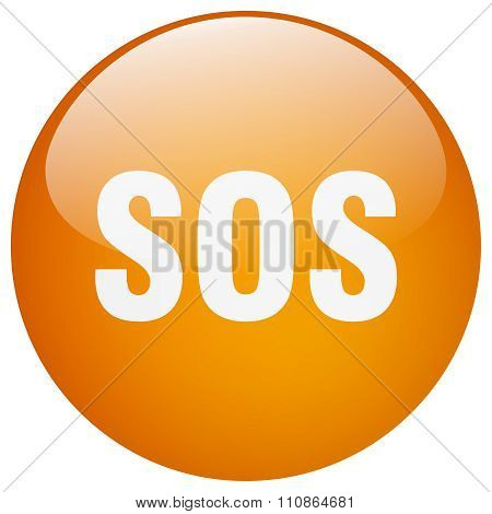 Sos Orange Round Gel Isolated Push Button
