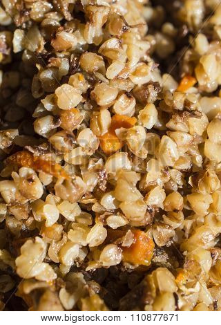 Friable Stewed Hot Buckwheat Cereal Close Up