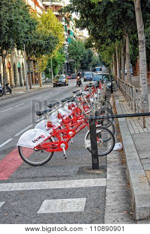 Barcelona, Spain-april 02,2015:bicycle Parking In The Streets Of Barcelona