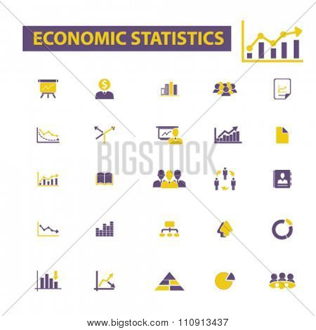 economic statistics, analytics  icons, signs vector concept set for infographics, mobile, website, application
