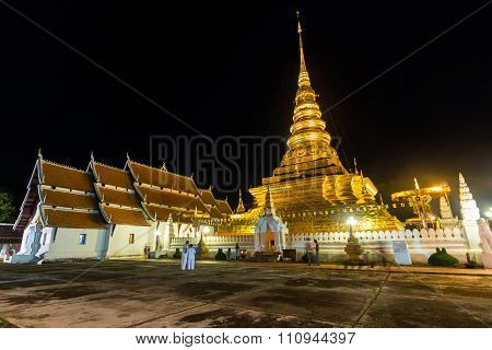 Phra That Chae Haeng Temple In Day Before The Buddhist Lent, Nan, Thailand