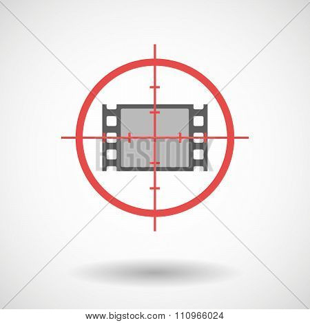 Red Crosshair Icon Targeting A Film Photogram