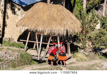 Quechua Woman In A Village In The Andes, Ollantaytambo, Peru