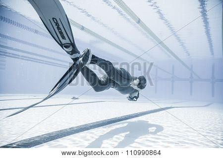 Dynamic With Fins Freediver Performance From Underwater