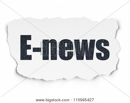 News concept: E-news on Torn Paper background