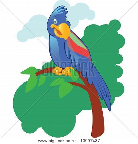 Cartoon parrot mascot on isolated background