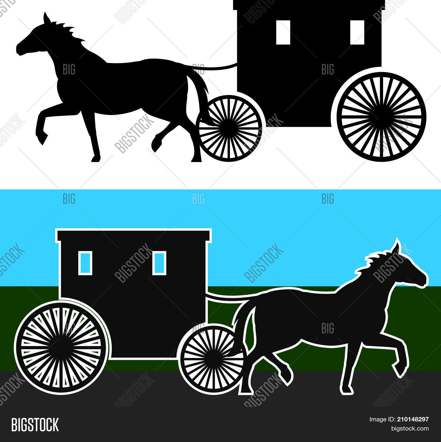 Amish Wagon Vector Vector & Photo (Free Trial) | Bigstock