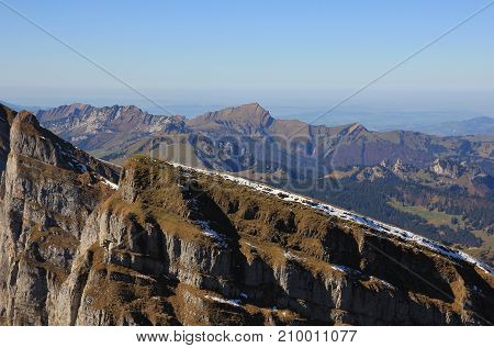 Autumn day in the Swiss Alps. Grosser Speer.
