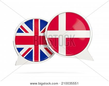 Chat Bubbles Of Uk And Denmark Isolated On White