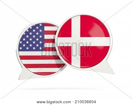 Chat Bubbles Of Usa And Denmark Isolated On White