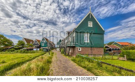 Typical Fisherman Village Houses In Marken Island