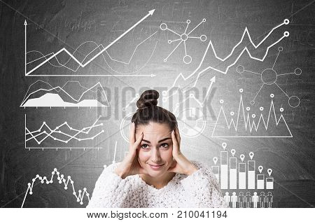 Stressed Young Woman With A Bun, Graphs