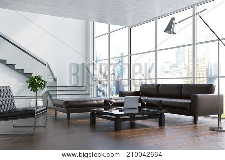 White Living Room, Stairs, Sofas