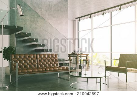 Modern Living Room, Sofa And Table Toned