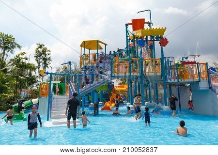 Thailand Bangkok October 212017: Tower of Power water attraction in Siam Park. Siam Park is the most spectacular theme park with water attractions in Bangkok Thailand.