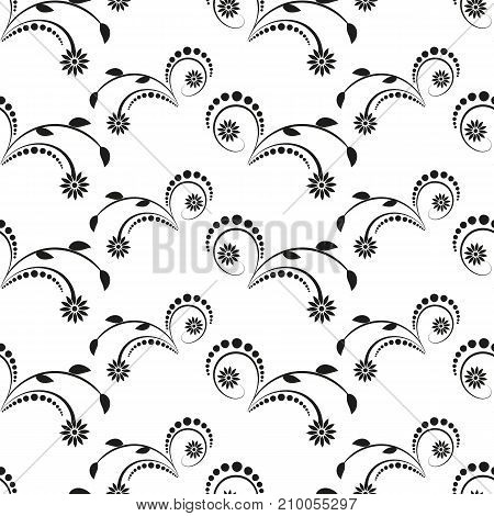 Seamless background with spittle flowers black ornament