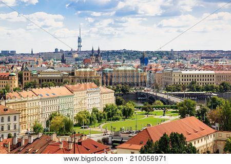 Panorama of Prague old town Czech Republic