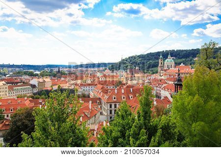 Panorama of Prague old town Czech Republic