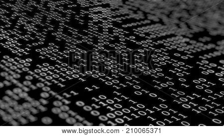 3d rendering. Binary computer code with random highlights. Binary code background. Digital Abstract technology background