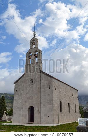A small temple against the sky. Montenegro Orthodox Church