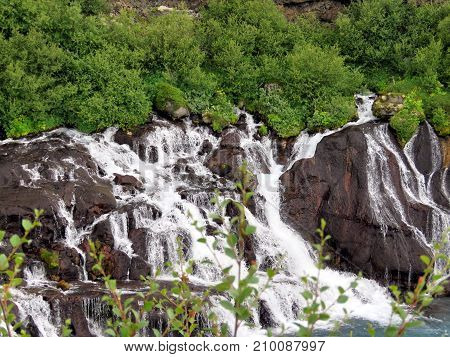 Barnafoss waterfall on the Hvita Riverl in western iceland July 2017
