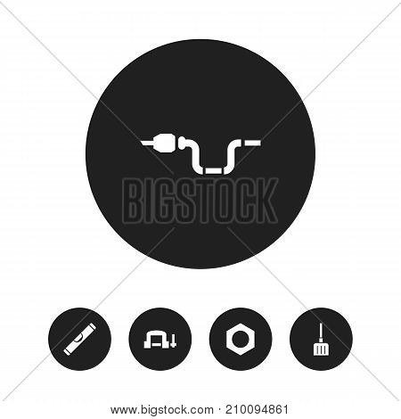 Set Of 5 Editable Apparatus Icons. Includes Symbols Such As Digging, Internal Screw, Clamp And More
