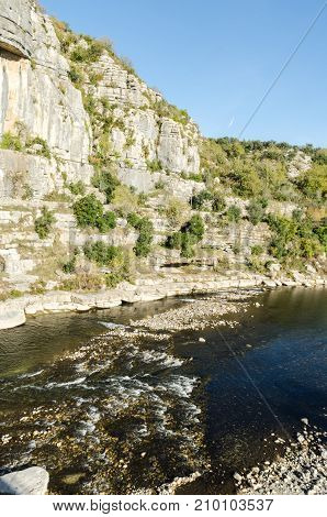 The french Ardeche river a famous place for canoeing