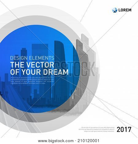 Design element for corporate graphic layout. Modern abstract geometry background template design whith colored cityscape vector illustration for investment, business, real estate, construction.