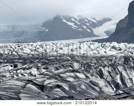 View of Skaftafellsjokull glacier moraine in Skaftafell National Park in Iceland July 7 2017