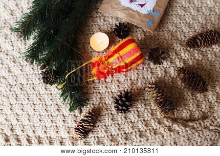 Christmas Tree With Cones And Fir Branches