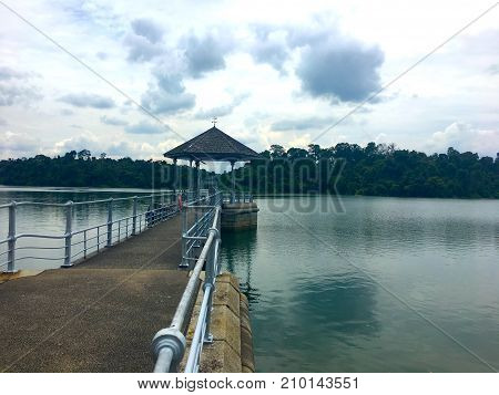 Old pier at Macritchie reservoir park Singapore