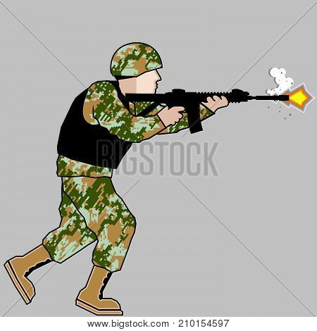 Soldier In Action Vector Illustration Clip-art Image Eps