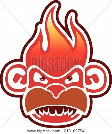 Flaming Monkey Sticker Like Artwork Illustration Clip-art