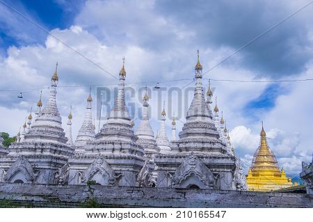 MANDALAY MYANMAR - SEP 02 : Sandamuni Pagoda in Mandalay Myanmar on September 02 2017 Sandamuni Pagoda is a Buddhist stupa located southwest of Mandalay Hill