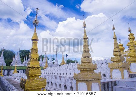 MANDALAY MYANMAR - SEP 02 : Sandamuni Pagoda in Mandalay Myanmar on September 02 2017 Sandamuni Pagoda is a Buddhist stupa located southwest of Mandalay Hill