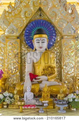 MANDALAY MYANMAR - SEP 02 : Interior of Sandamuni Pagoda in Mandalay Myanmar on September 02 2017 Sandamuni Pagoda is a Buddhist stupa located southwest of Mandalay Hill