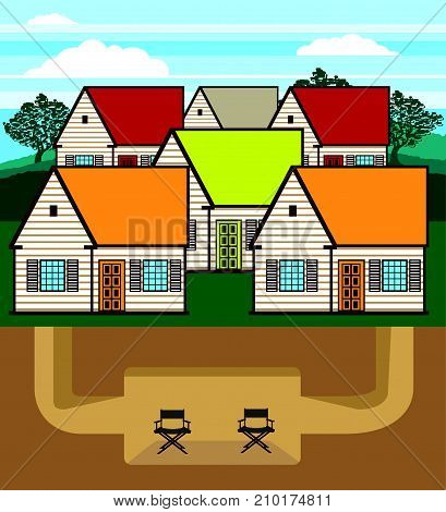 Under The House Bunker Vector Illustration Clip-art Image