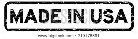 Grunge black made in USA (United States of America) square rubber seal stamp on white background