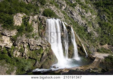 Source of river Krka, Krcic waterfall near town Knin in Croatia