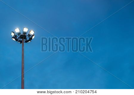 Street lighting lamp with the overcast sky