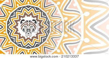 traditional polynesian tattoo style bear yellow geometrical pattern vector illustration