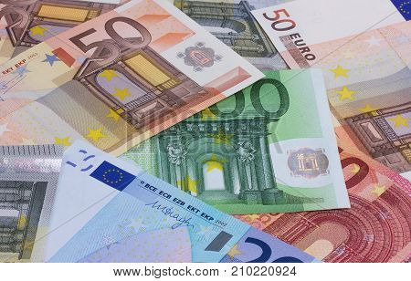 euro money of different denominations abstract background