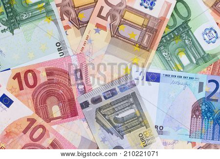 Euro Money Of Different Denominations Abstract Background.