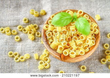 Ditalini Macaroni. Pasta Rings. Tubettini And Thimbles. Anellini.