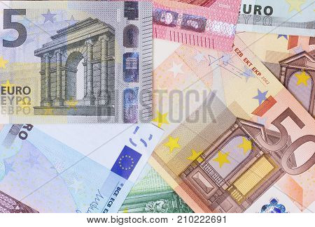 Euro Money Of Different Denominations Abstract Background.