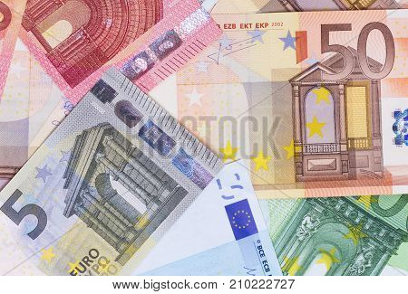 Euro Money Of Different Denominations Abstract Background.