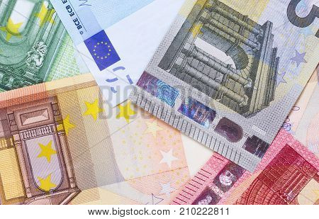 Euro Money Of Different Denominations Abstract Background.