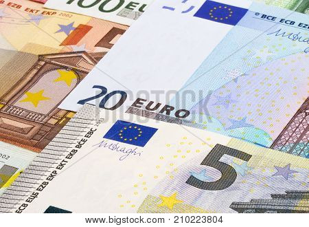 Euro Money Of Different Denominations Abstract Background.