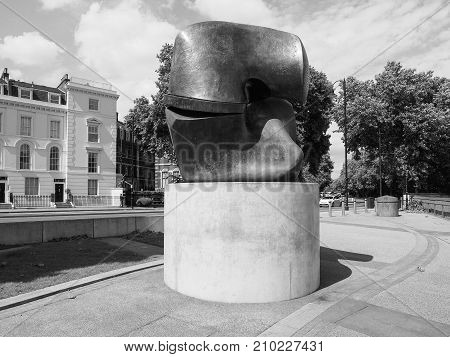 Moore Sculpture Titled Locking Piece In London Black And White