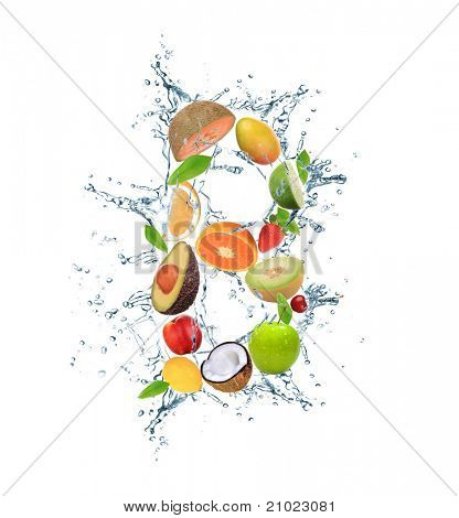 Letra do alfabeto de frutas frescas